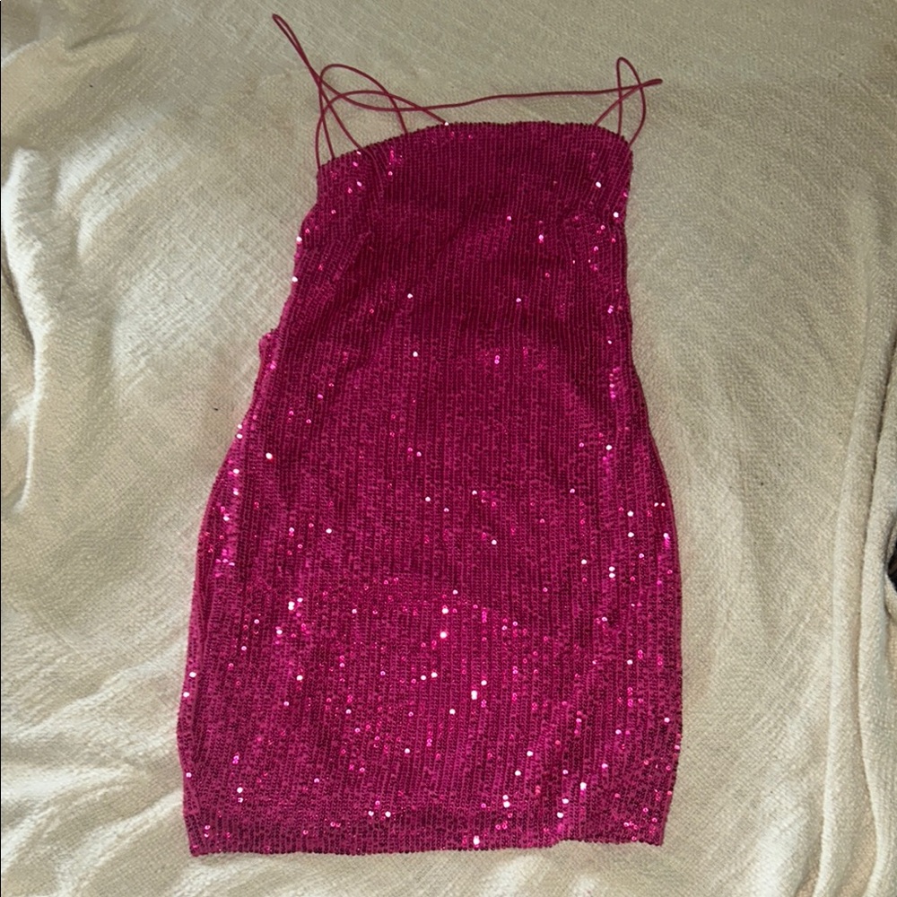 Elegant Pink Sequin Dress
